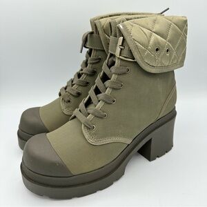 Vintage LEI Chunky Green Combat boots laced up heel platform Y2K boots Bratz